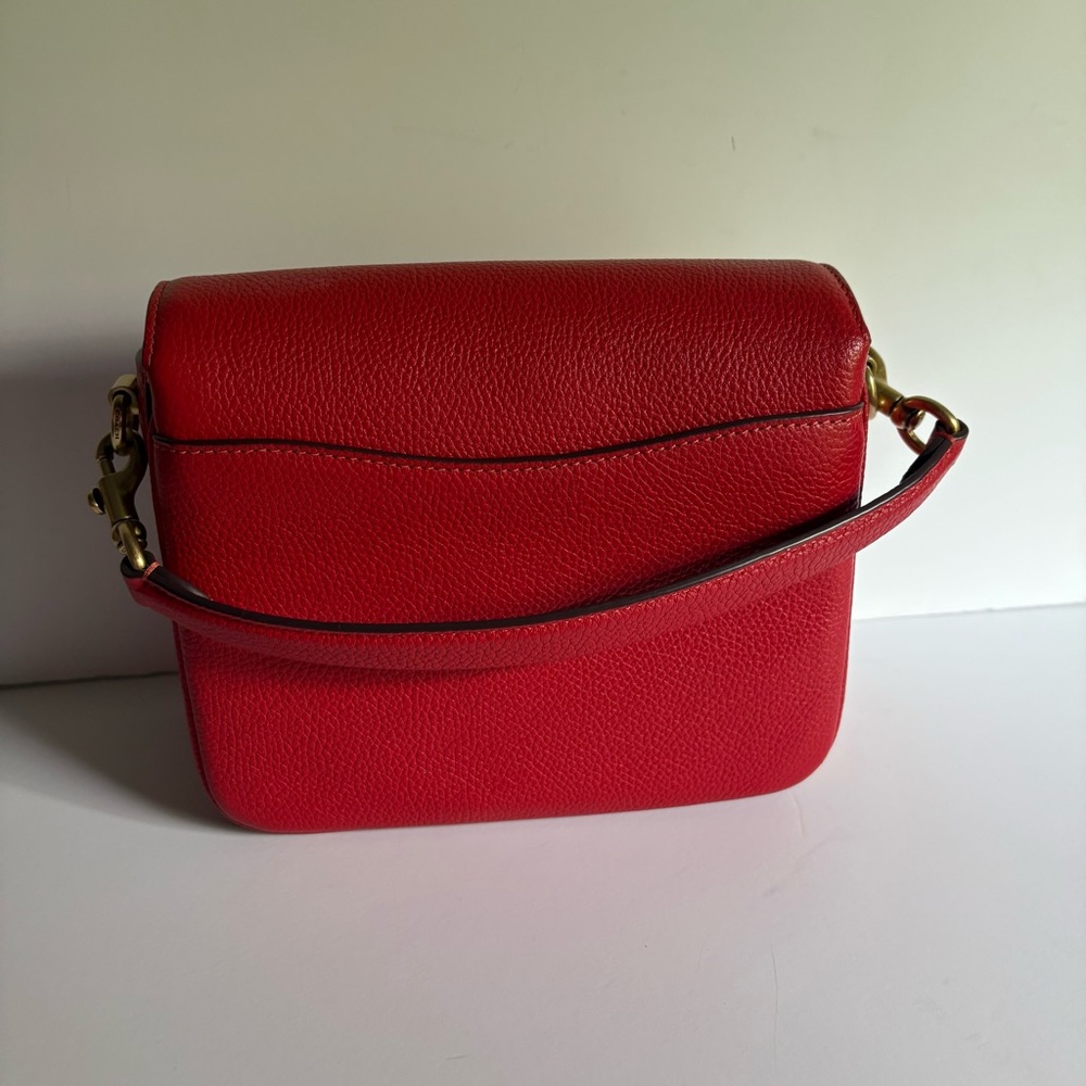 COACH Cassie Red Leather crossbody Shoulder Bag with top handle strap - Picture 7 of 7